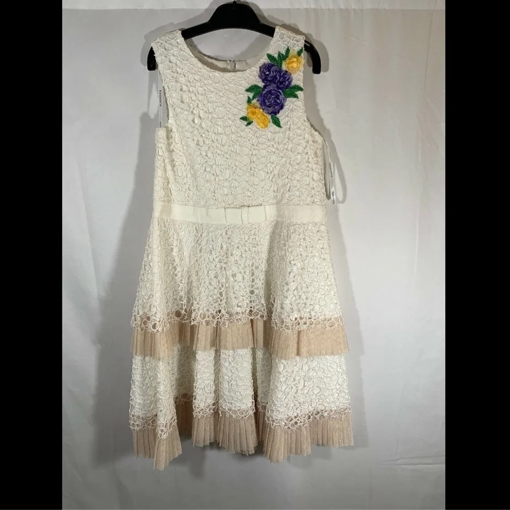 NEW‎ $248 Tadashi Shoji Kids Buttercup Lace Dress in Ivory [Girls SZ 10 ]